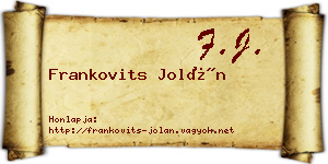 Frankovits Jolán névjegykártya